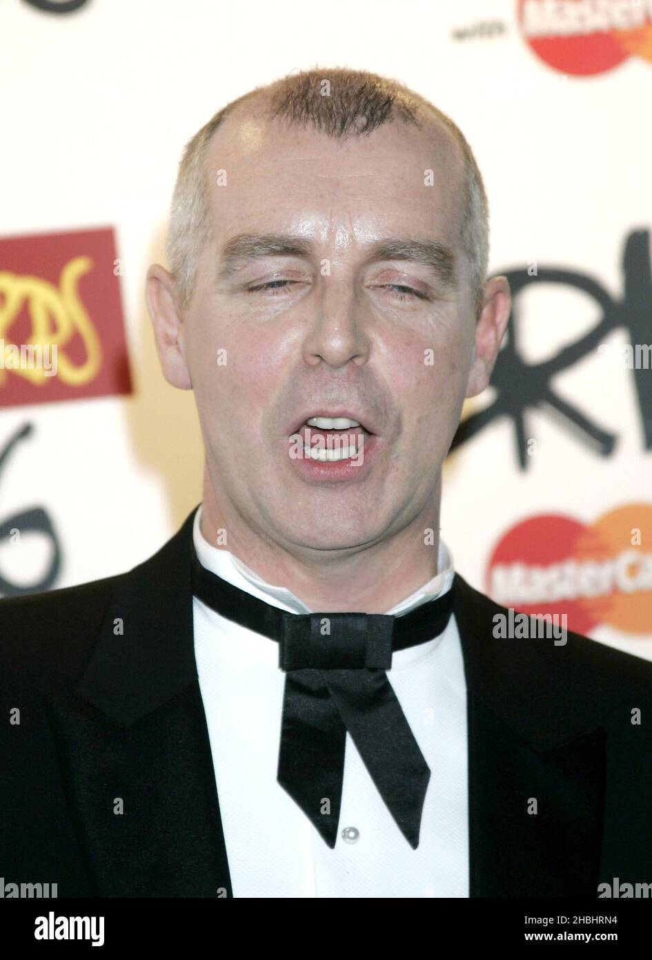 Neil Tennant in the press room at The 2006 Brit Awards at Earls Court ...