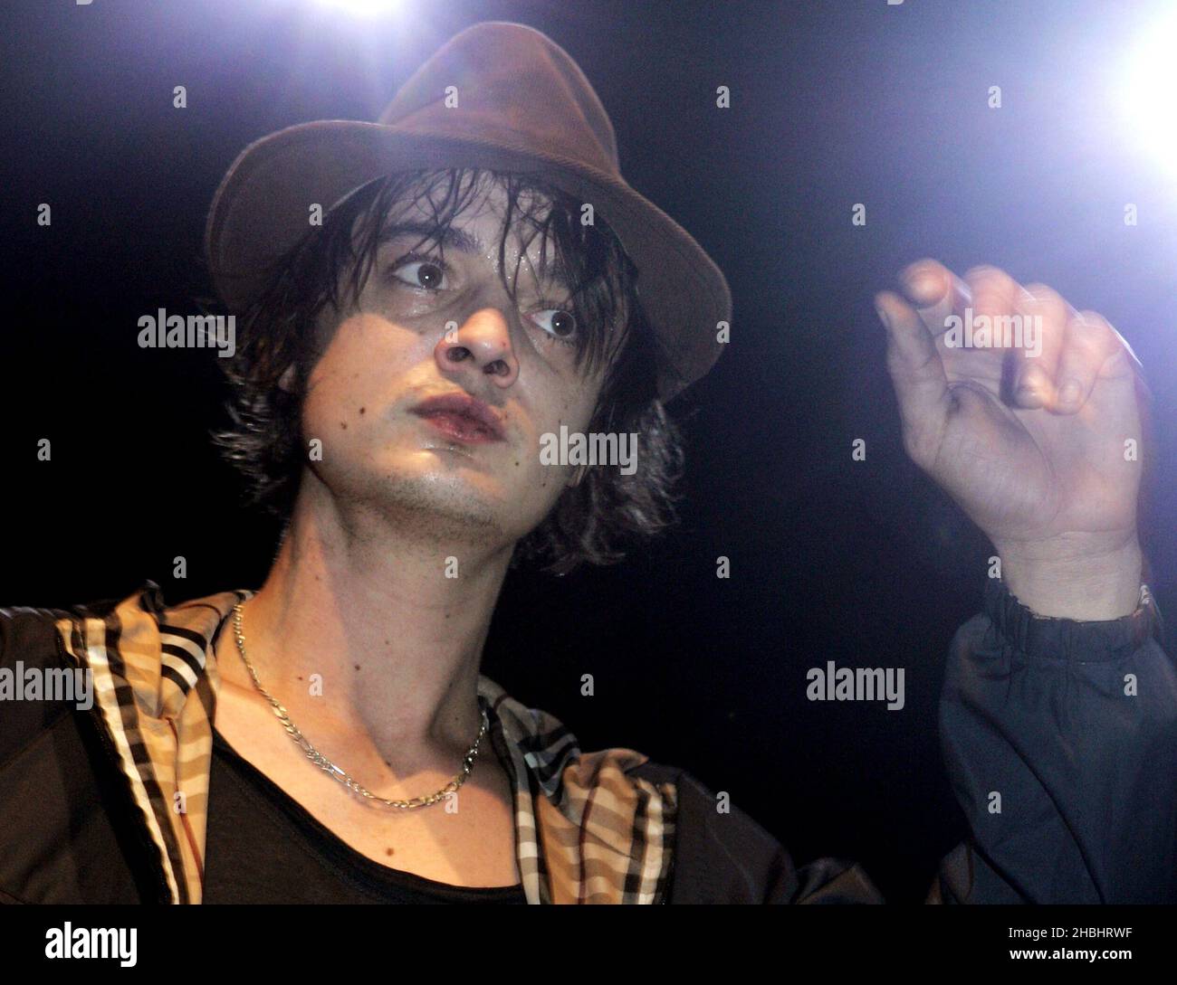 Pete Doherty of Babyshambles performing live on stage at Shepherds Bush Empire in London. Stock Photo