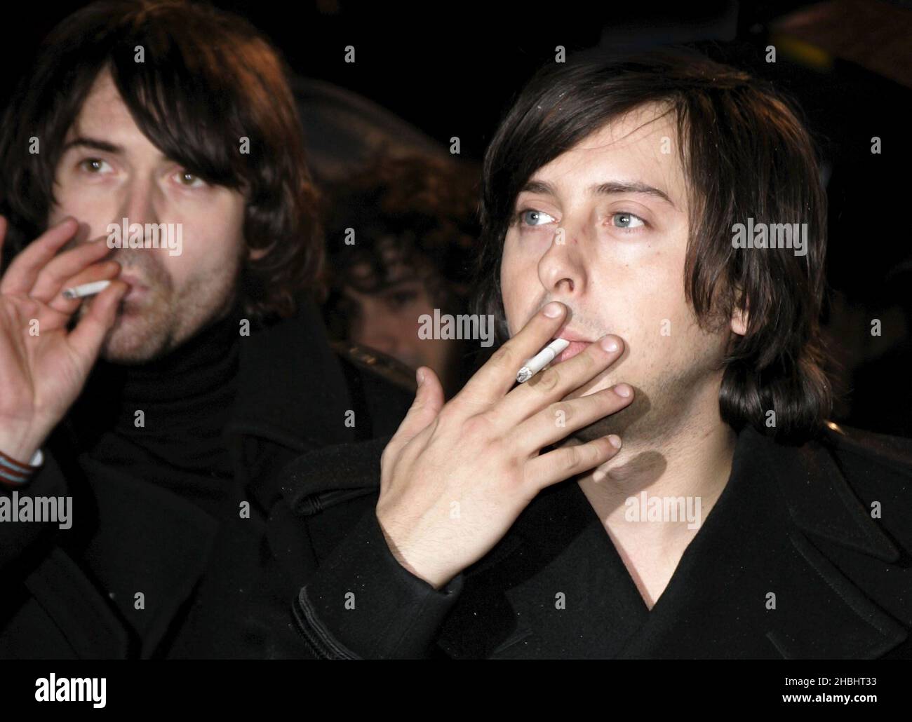 Former Libertines star Carl Barrat with his new band, Dirty Pretty Things arriving at the Shockwaves NME Awards 2006, at the Hammersmith Palais in London. Stock Photo