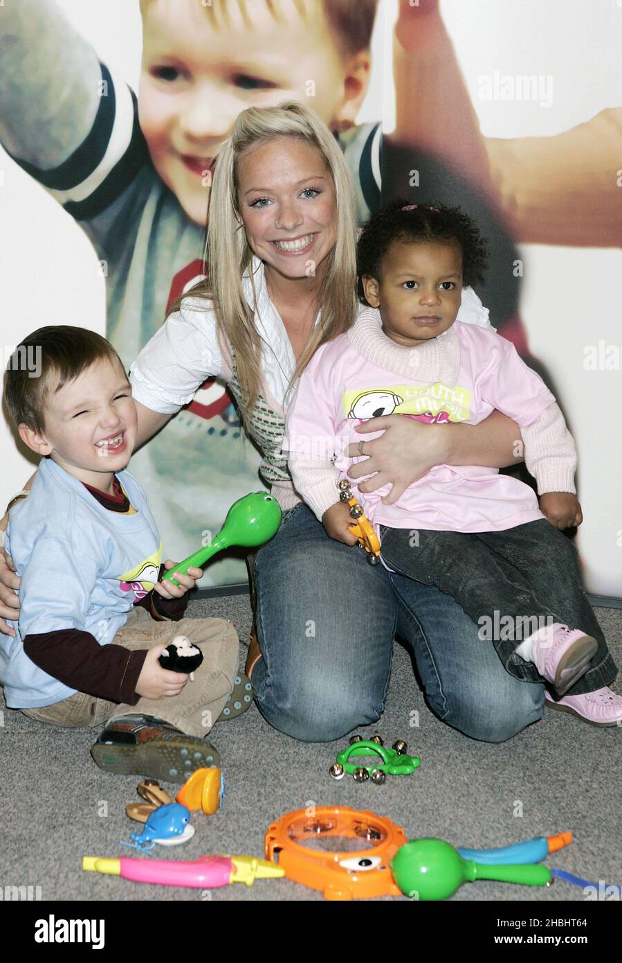 Atomic Kitten former singer Liz McClarnon, demonstrates the positive impact music has on the personal and social development of 0-5 year olds, at the LSO St Lukes, Old Street in London Stock Photo