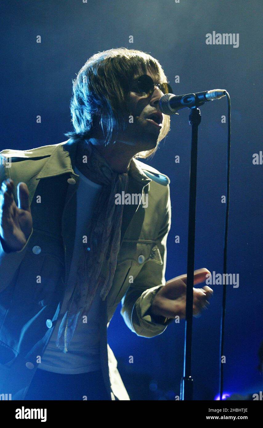 Liam Gallagher, Oasis performing live on stage at the Teenage Cancer
