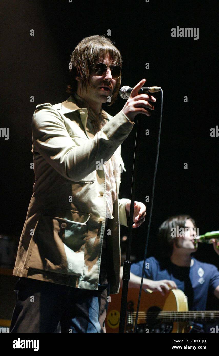 Liam Gallagher, Oasis performing live on stage at the Teenage Cancer
