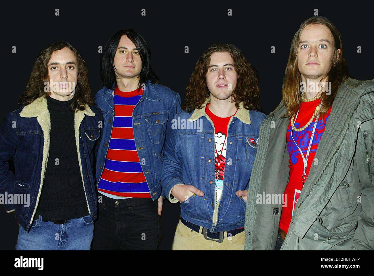 The Datsuns posed group shot at the signing at the Virgin Megastore, Oxford Street, London. Stock Photo