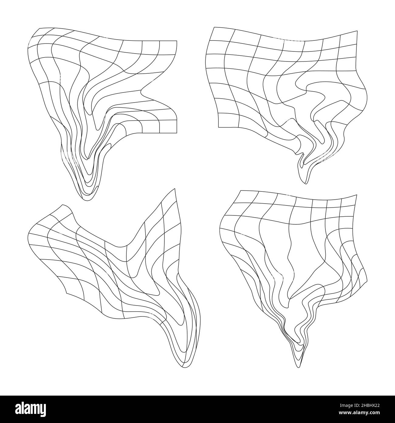 vector retro futuristic design elements 3D grid. Retro graphics set ...
