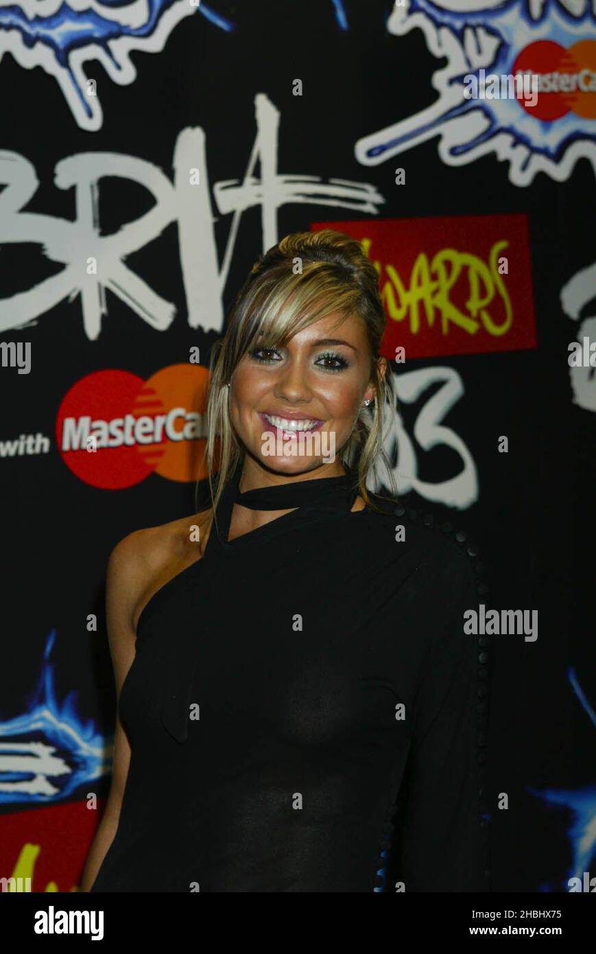 Sarah Whatmore at the Brit Awards 2003 at Londons Earls Court. Headshot, make-up. Stock Photo