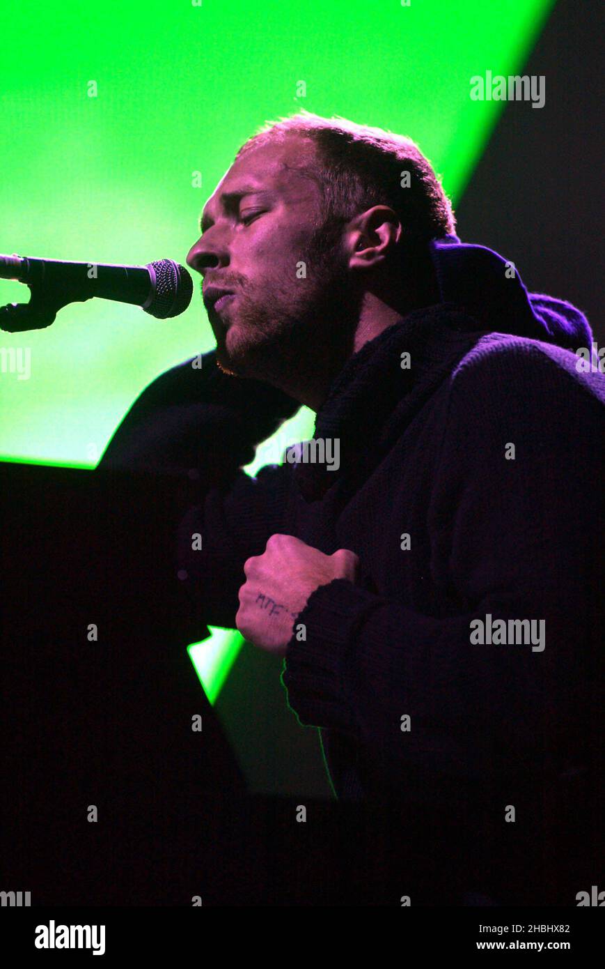 Coldplay performing live on stage at the Rehearsals for the 2003 Brit ...