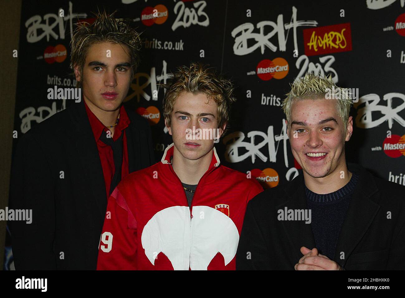 BUSTED AT THE LAUNCH OF THE BRITS AWARDS. Stock Photo