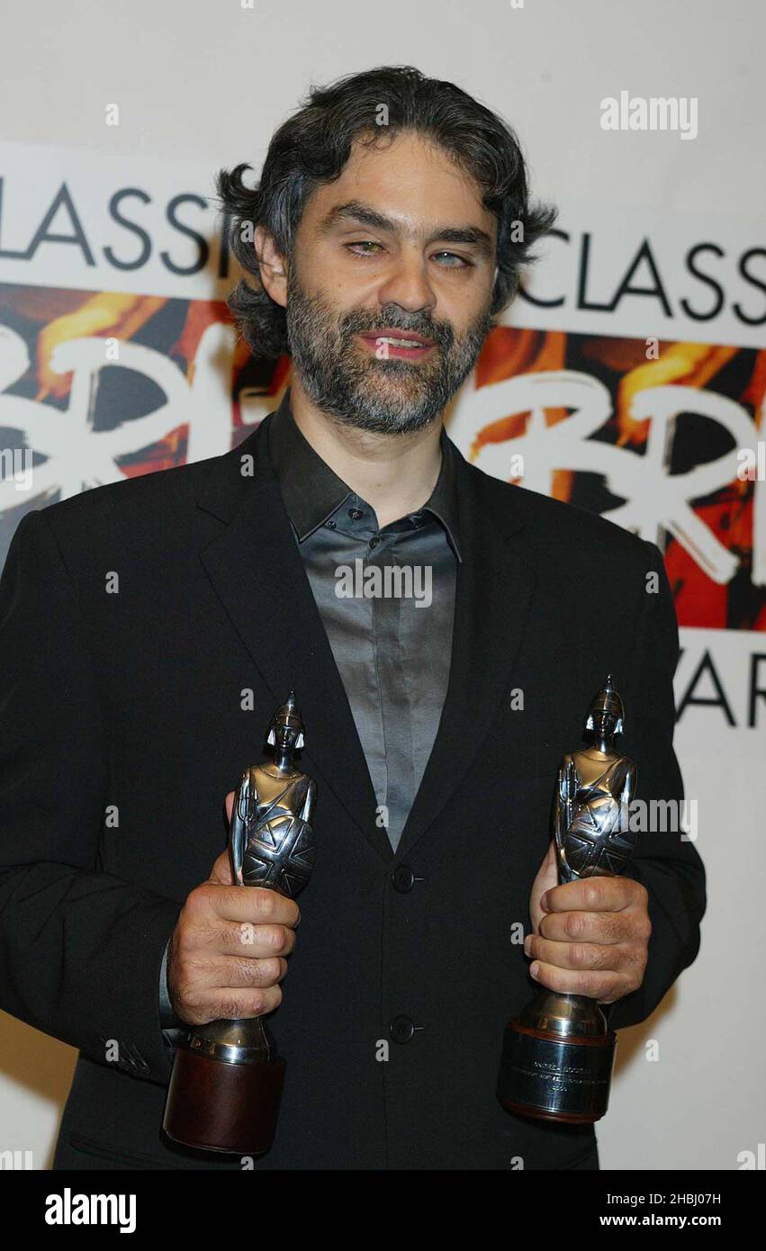 Andrea Bocelli Opera Singer wins awards at the Classical Brit Awards at ...