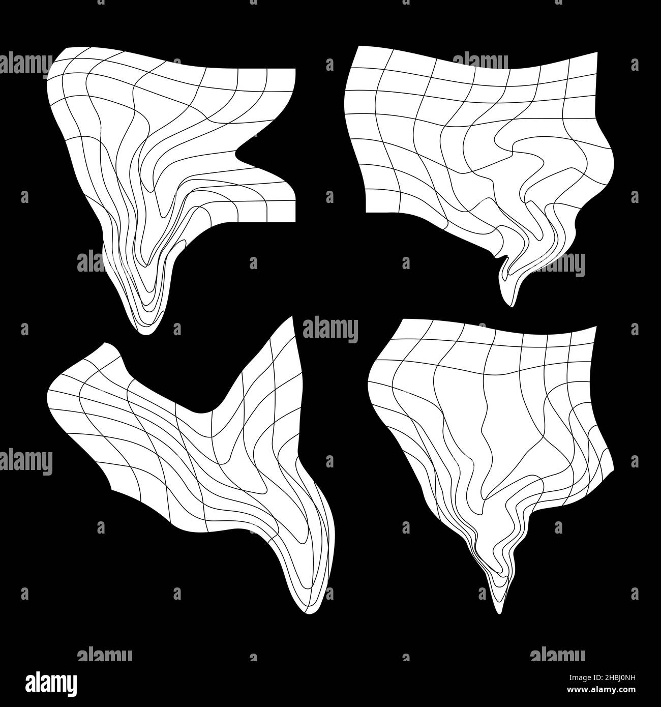 vector retro futuristic design elements 3D grid. Retro graphics set ...