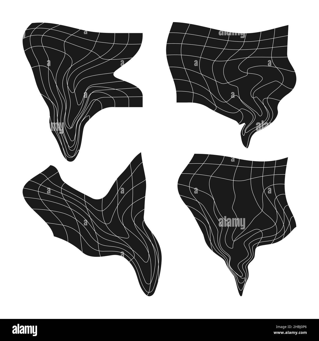 vector retro futuristic design elements 3D grid. Retro graphics set ...