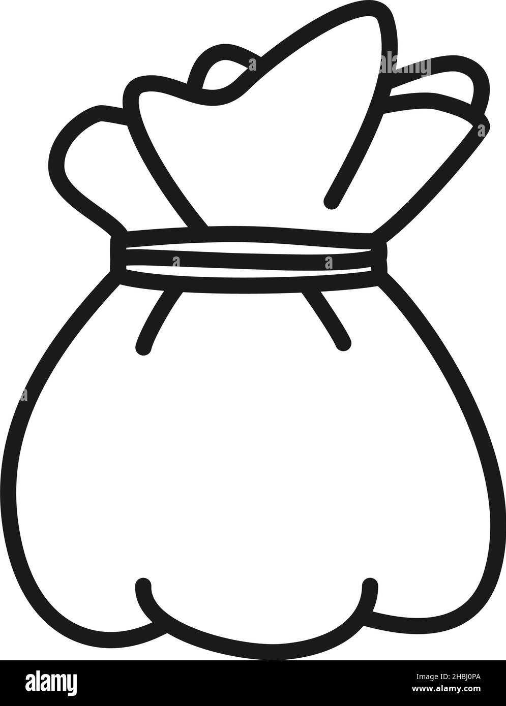 Line art black and white money purse. Gift bag icon. Vector illustration for leaflet, web site or application decor. Stock Vector