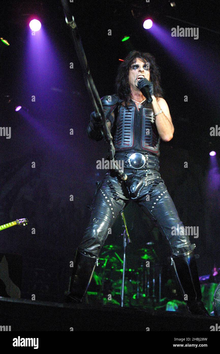 Alice Cooper in concert at Wembley Arena. Live. Full Length Stock Photo ...