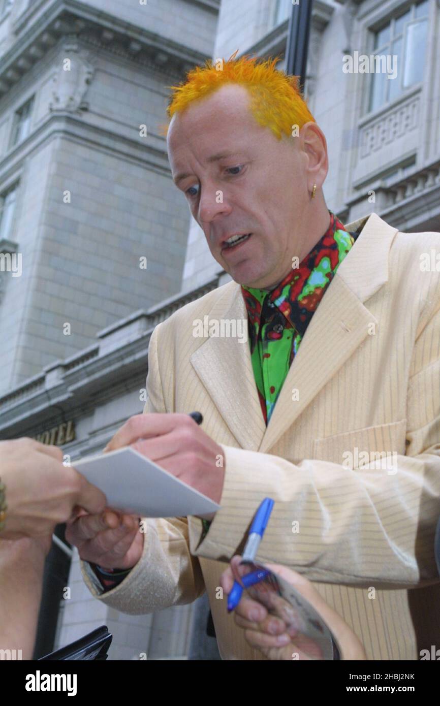 Johnny Rotten aka John Lydon at the Q Awards held at London's Park Lane Hotel. Stock Photo