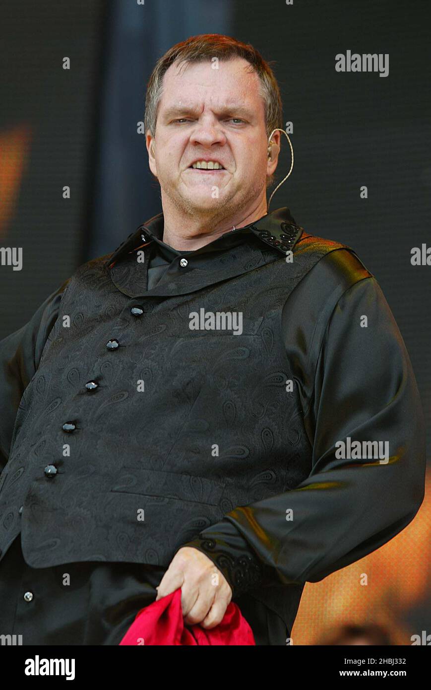 Meat Loaf performing live at the Capital FM Prince's Trust Party in the Park at Hyde Park London. Half length. Stock Photo