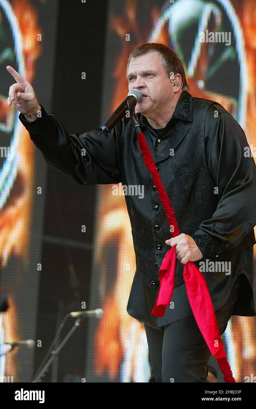Meat Loaf performing live at the Capital FM Prince's Trust Party in the Park at Hyde Park London. Half length. Stock Photo