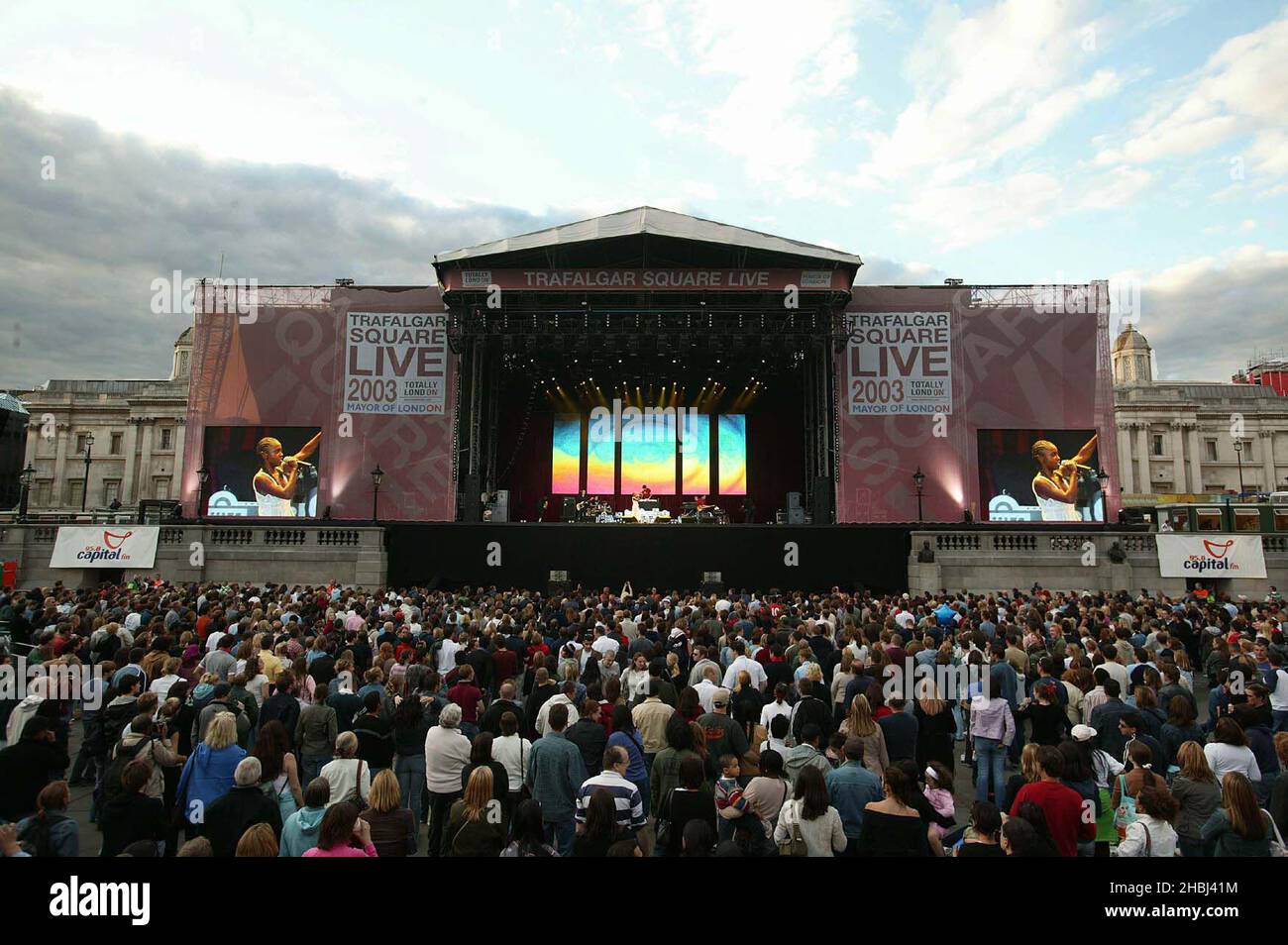 David Gray, Morcheeba and many other artistes performed live in front of 10.000 fans at the free concert to promote the new-look square and kick-starts the next phase of the Totally London Tourism initiative, encouraging to visit the Capital. Stock Photo