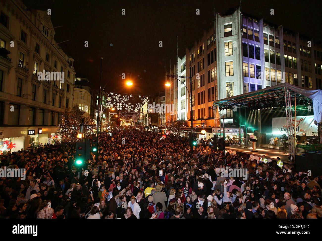 Oxford Street Lights switched on and crowds at Oxford Street, after