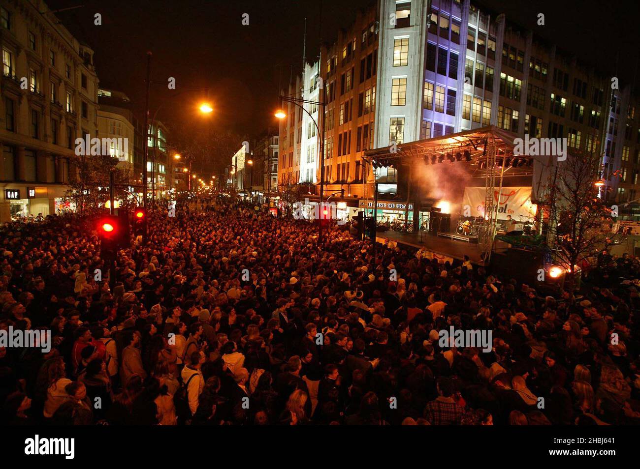 Oxford Street Lights switched on and crowds at Oxford Street, after