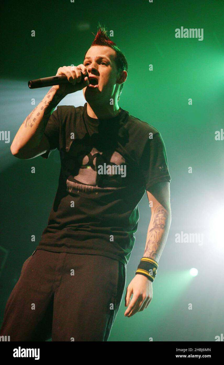 Good Charlotte perform live in concert at the Brixton Academy in London.  Joel Madden; (vocalist) Stock Photo