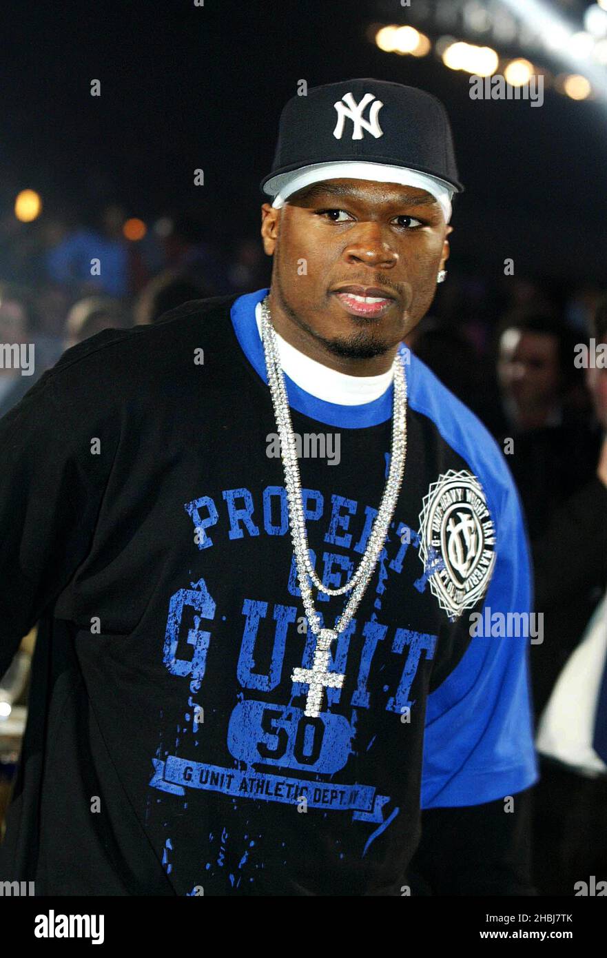 50 Cent at the 2004 Brits Awards. Stock Photo