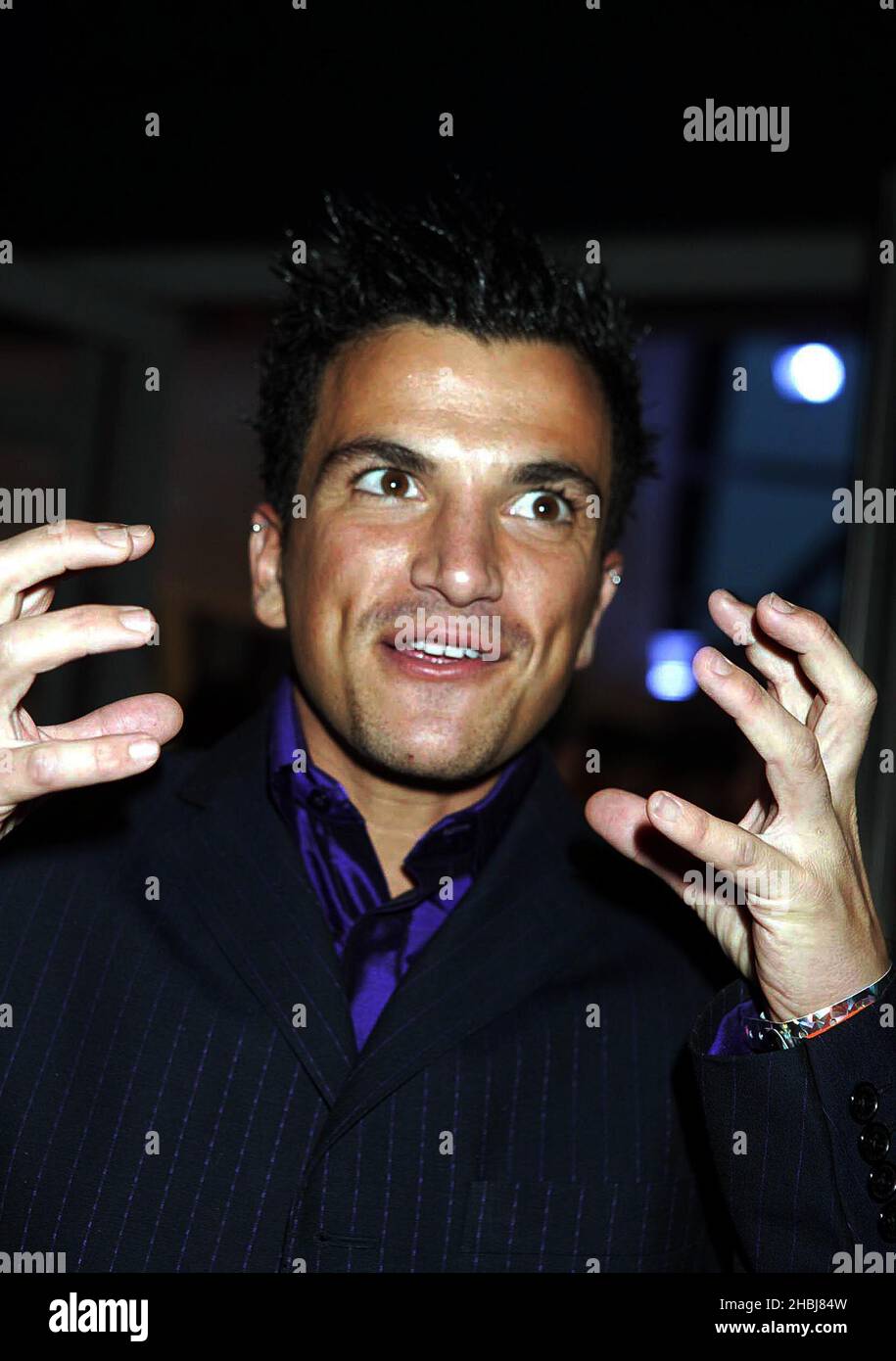 Peter Andre arrives at the 2004 Brits Awards. Stock Photo
