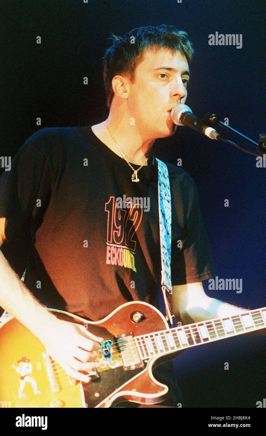 Graham Coxon of Blur performing at the Wembley Arena in London. Stock Photo