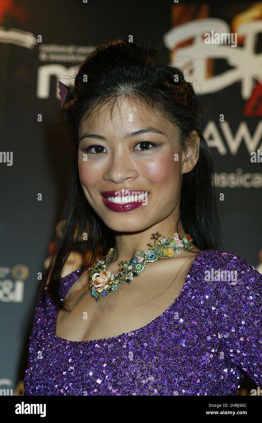 Vanessa Mae attends the Classical Brit Awards nominations announcement at the Landmark Hotel in London. Head Shot Stock Photo