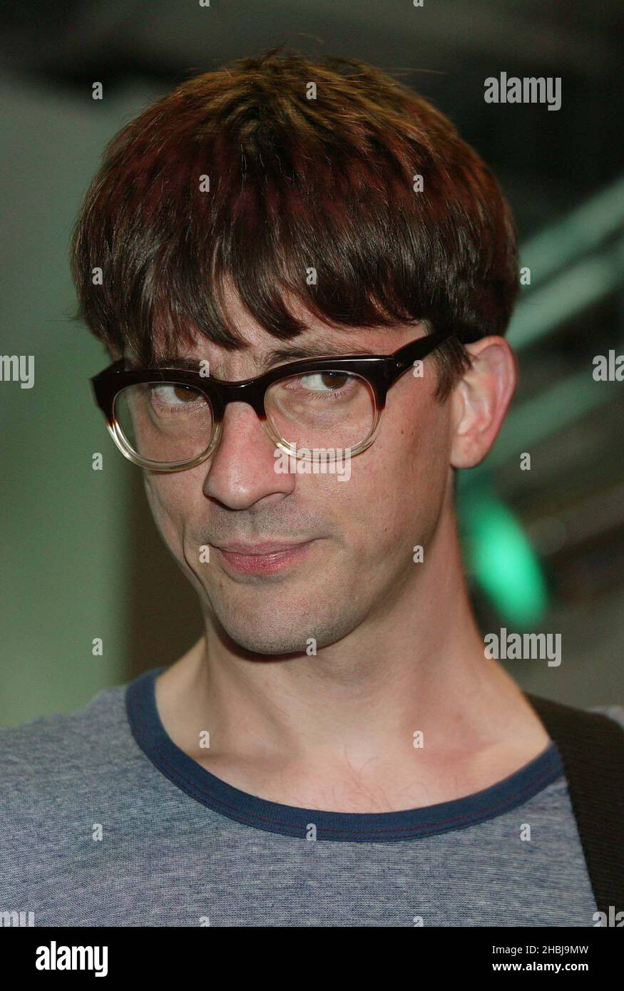 Former Blur guitarist Graham Coxon performs live free gig featuring songs from his new album 'Happiness In Magazines' at the HMV Oxford Street, London. Stock Photo
