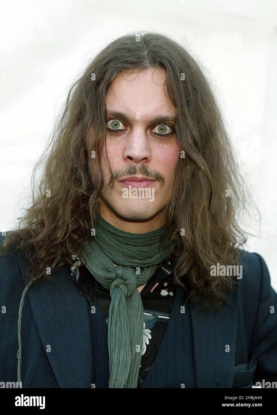 Ville Valo of Him poses back stage at day two of the "Download Festival" Sunday. Stock Photo