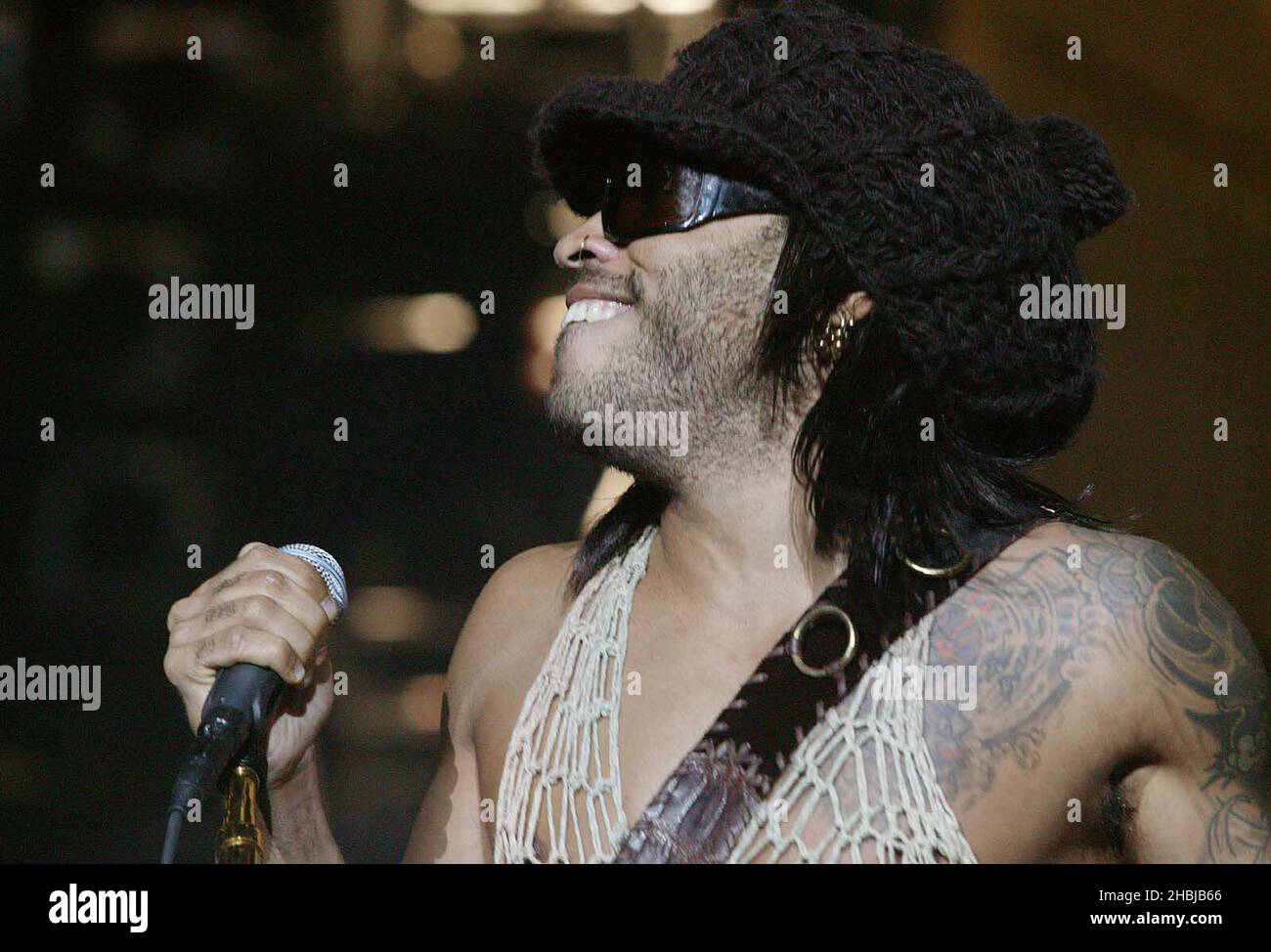 Singer Lenny Kravitz performs on stage at the only UK date on his