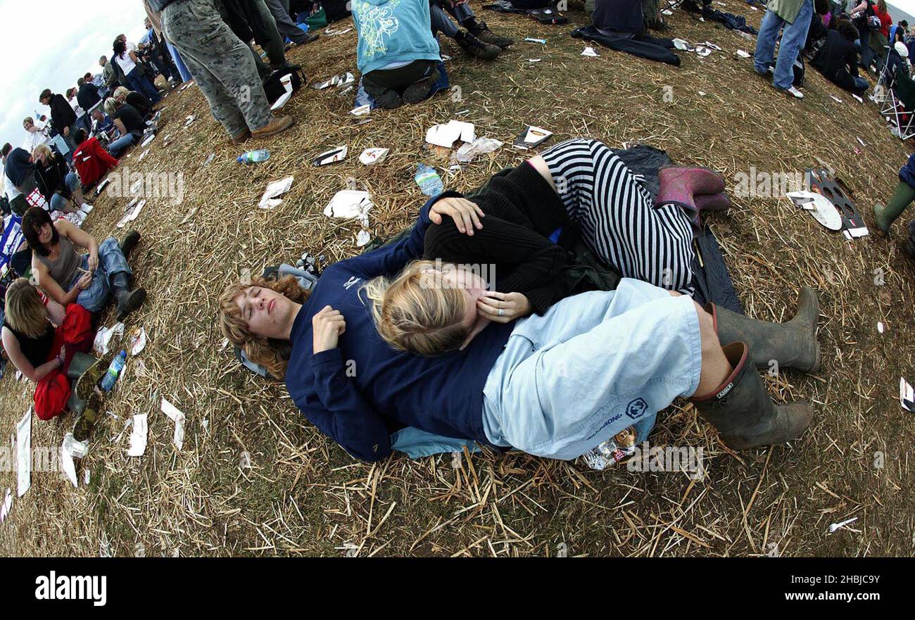 Crowd Scene on the second day of 'The Carling Weekend: Reading Festival' in Reading, England. Stock Photo