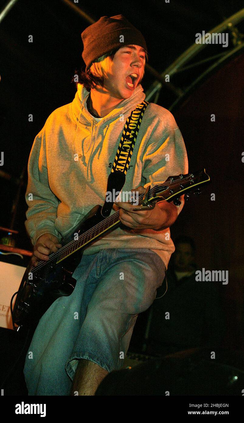 Busted; James Bourne attends and perform on stage at the annual Regent Street Christmas Lights switching-on ceremony, having performed live, in Regent Street on November 7, 2004 in London. Stock Photo