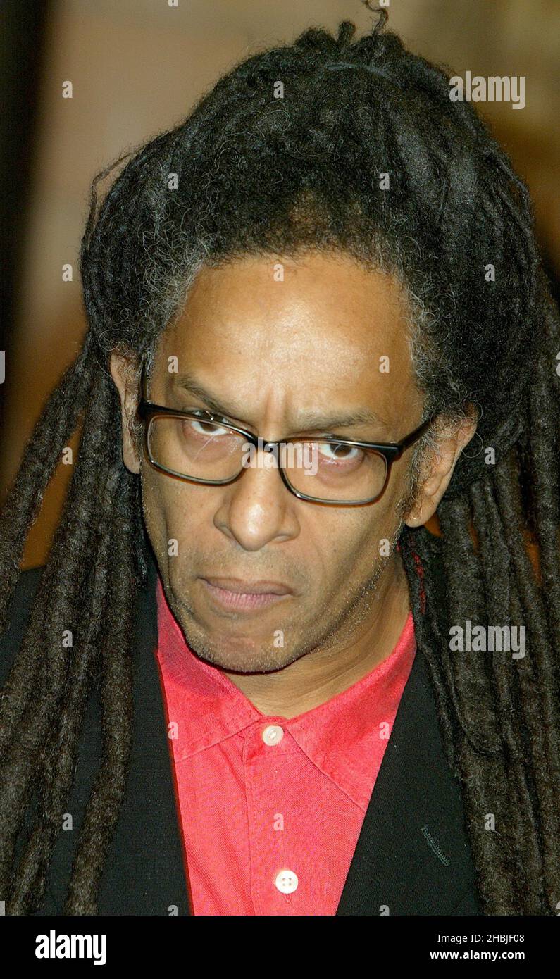 Don Letts arrives at the final of 'UK Music Hall Of Fame', the Channel 4 series looking at popular music from the 1950's to the 1990's, at the Hackney Empire on November 11, 2004 in London. Head Shot Stock Photo