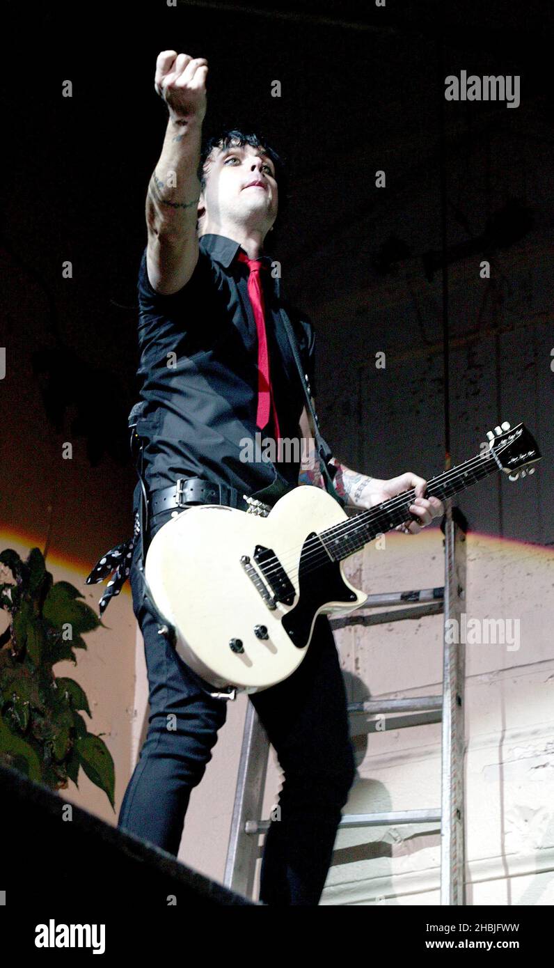 Californian band Green Day play London gig of their first UK tour in two years, at the Carling Academy Brixton on January 25, 2005 in London. Stock Photo