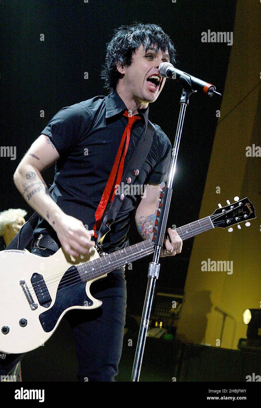 Californian band Green Day play London gig of their first UK tour in two years, at the Carling Academy Brixton on January 25, 2005 in London. Stock Photo