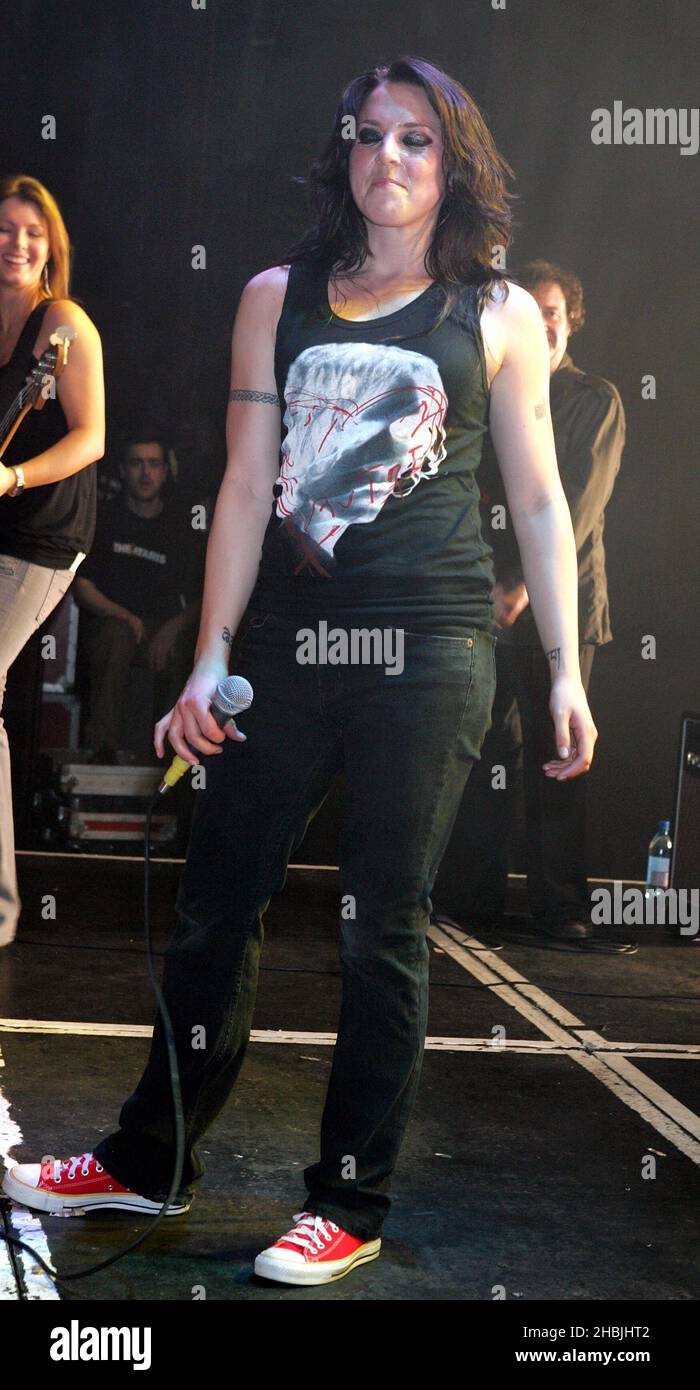 Former Spice Girl Melanie Chisolm, 'Mel C' performs on stage at G-A-Y at the Astoria on April 2 2005 in London. Stock Photo