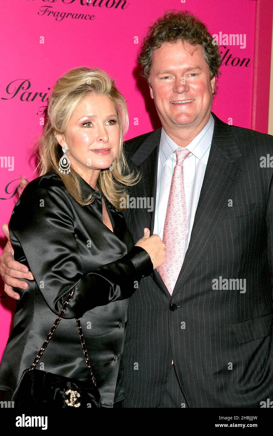 Paris Hilton's parents Rick Hilton and Kathy Richards at her Fragrance Launch Party, launching her new signature fragrance, at Il Bottaccio, Grosvenor Place on in London. Stock Photo