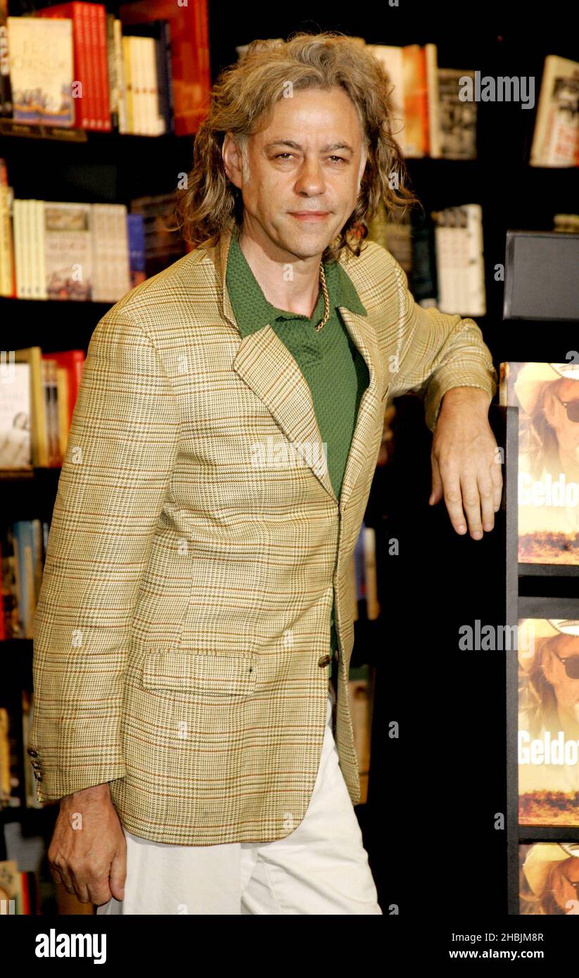 Bob Geldof signs his latest book Geldof in Africa at Waterstones in