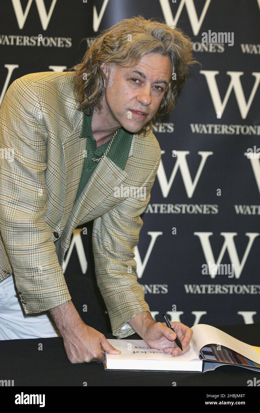 Bob Geldof signs his latest book Geldof in Africa at Waterstones in