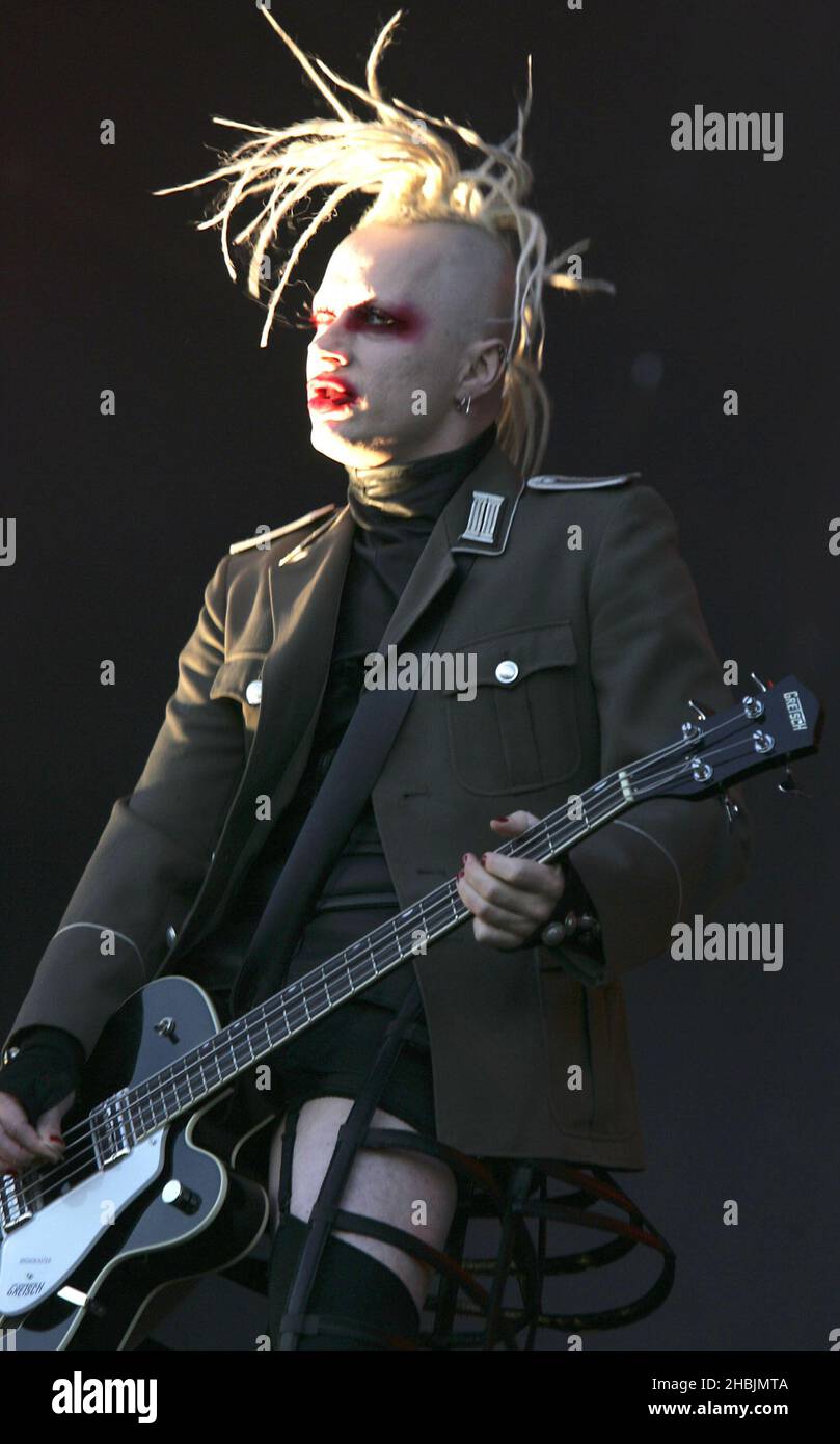 John 5 of Marilyn Manson performs on stage at the third and