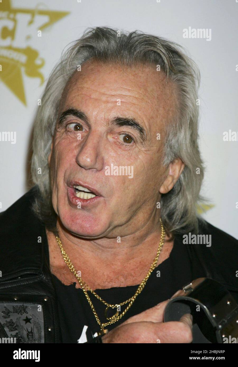 Peter Stringfellow arrives at the Classic Rock Roll Of Honour, the music magazine's inaugural awards, at Cafe de Paris on October 4, 2005 in London. Stock Photo