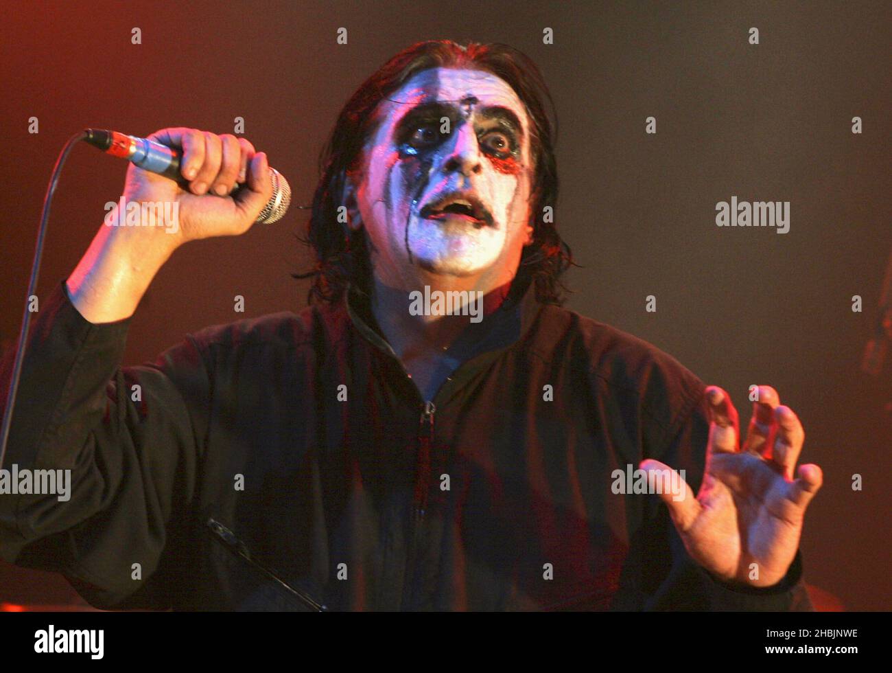 Jaz Coleman of British art-rock band Killing Joke perform on stage at The Astoria on October 14, 2005 in London. Stock Photo