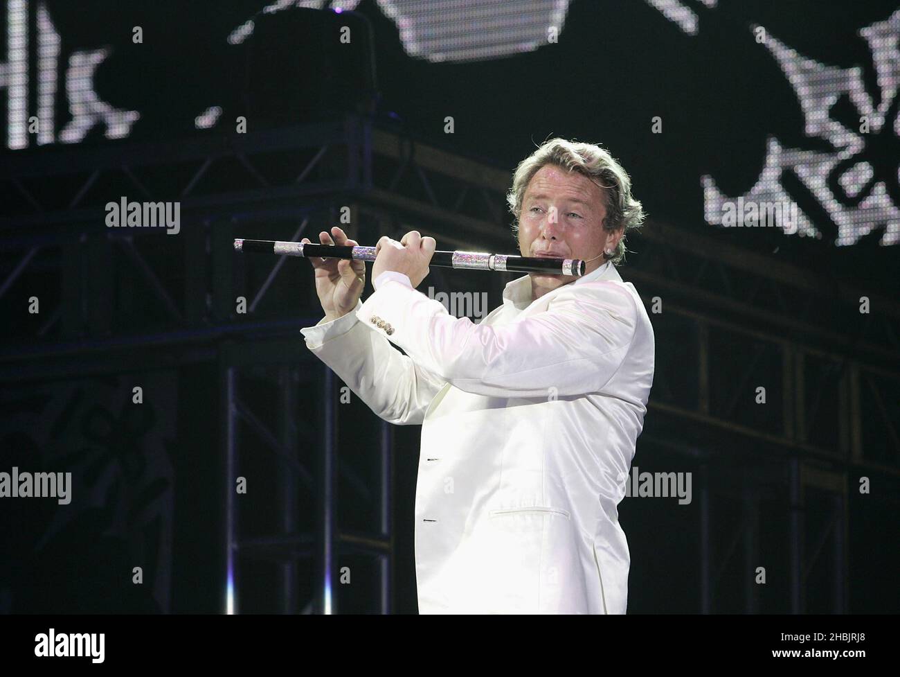 Michael Flatley and his Lord Of The Dance company perform on stage. Stock Photo
