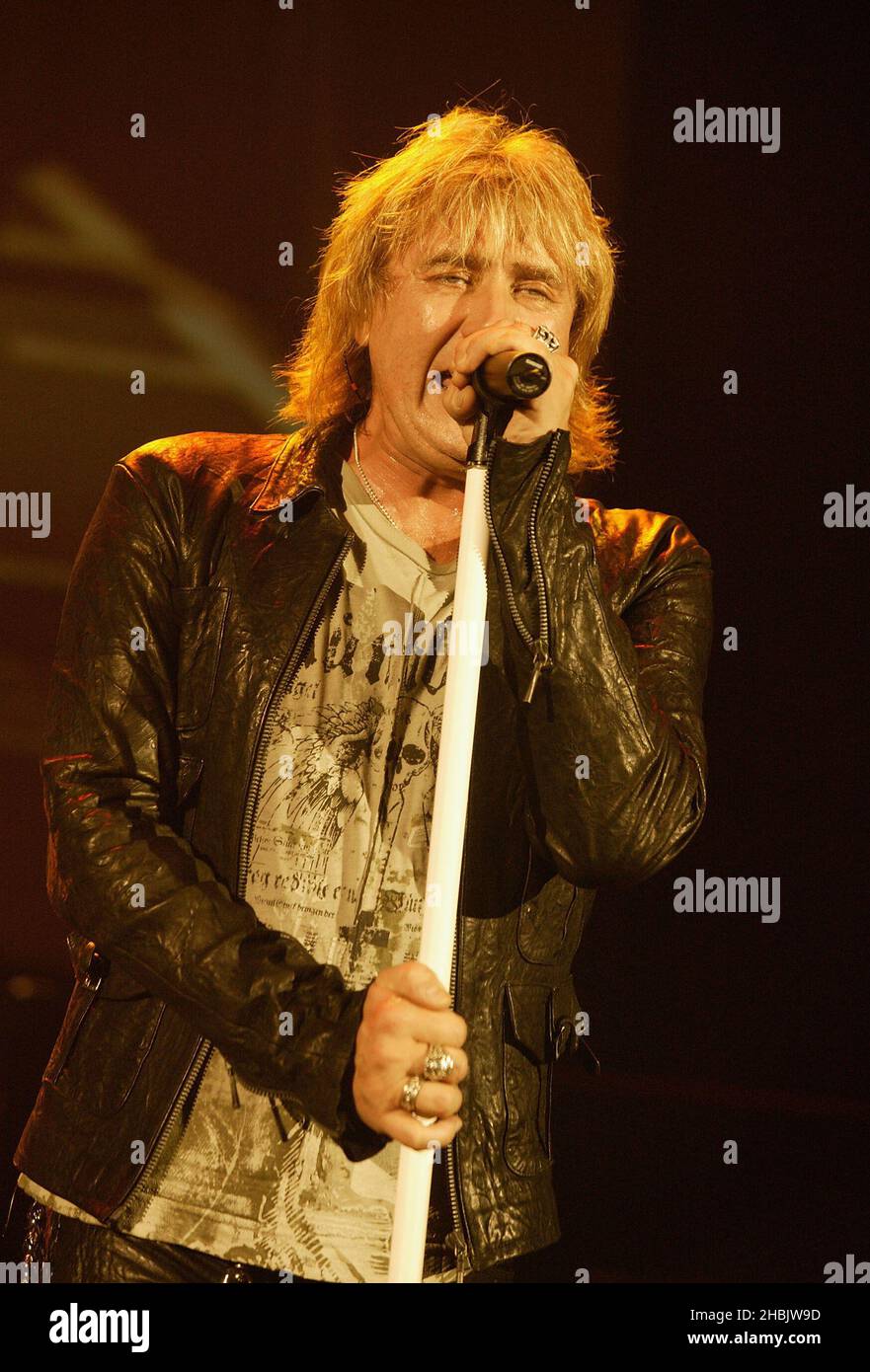 Vivian Camphell, Joe Elliott, Rick Allen, Phil Collen of Def Leppard performs on stage at live show promoting their new album 'Yeah'. Stock Photo