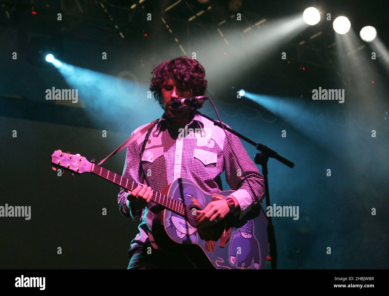 Gruff Rhys of Super Furry Animals performing Stock Photo - Alamy