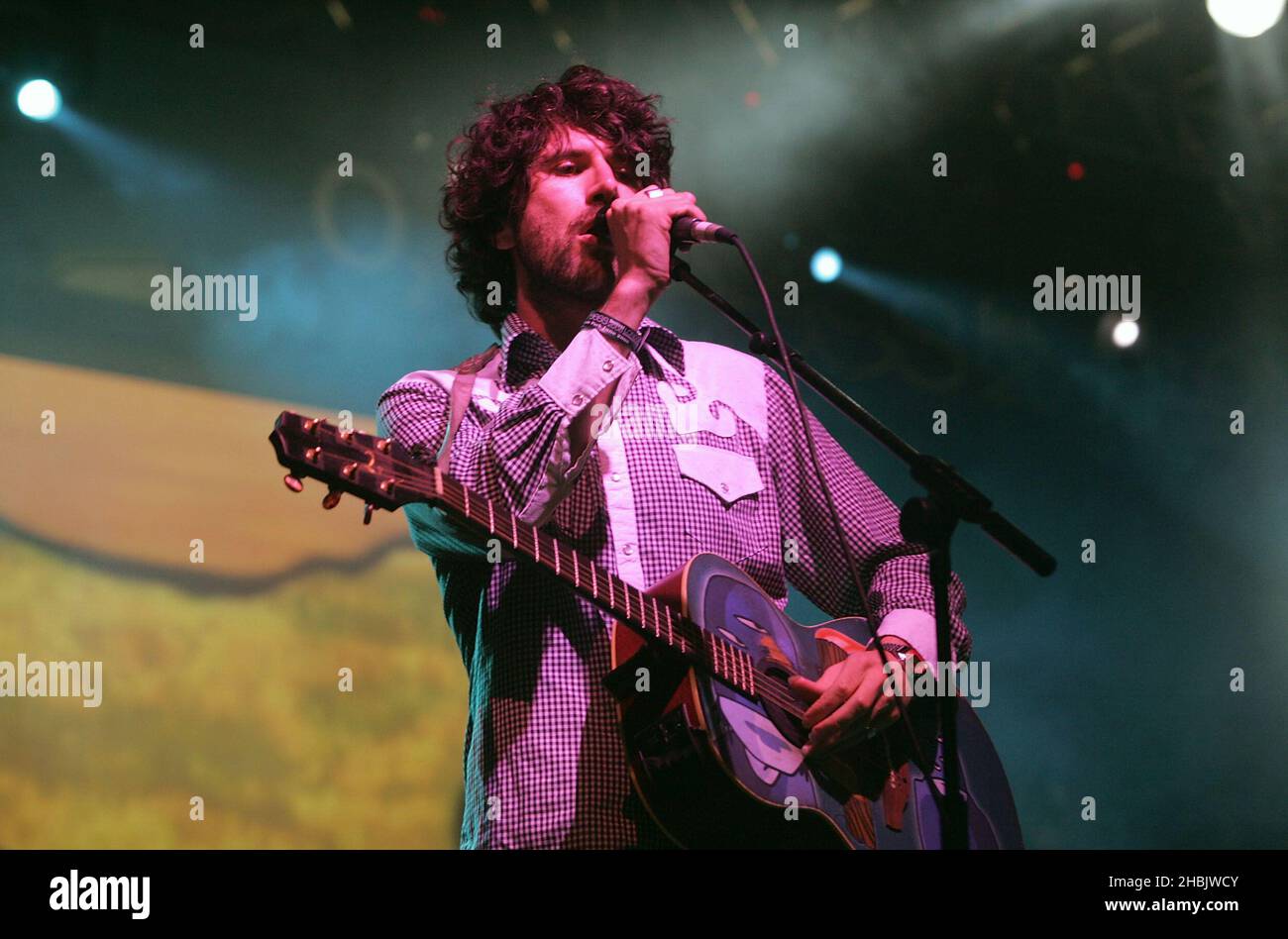 Gruff Rhys of Super Furry Animals performing Stock Photo - Alamy