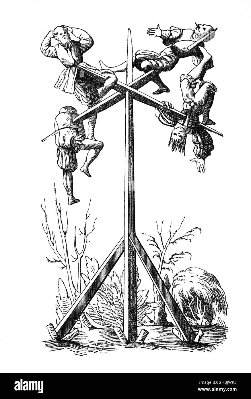 Impalement during Kuruc insurrection or Hungarian peasants'Revolt, 1514. 'Cosmograpia', Basel, 1552. Stock Photo