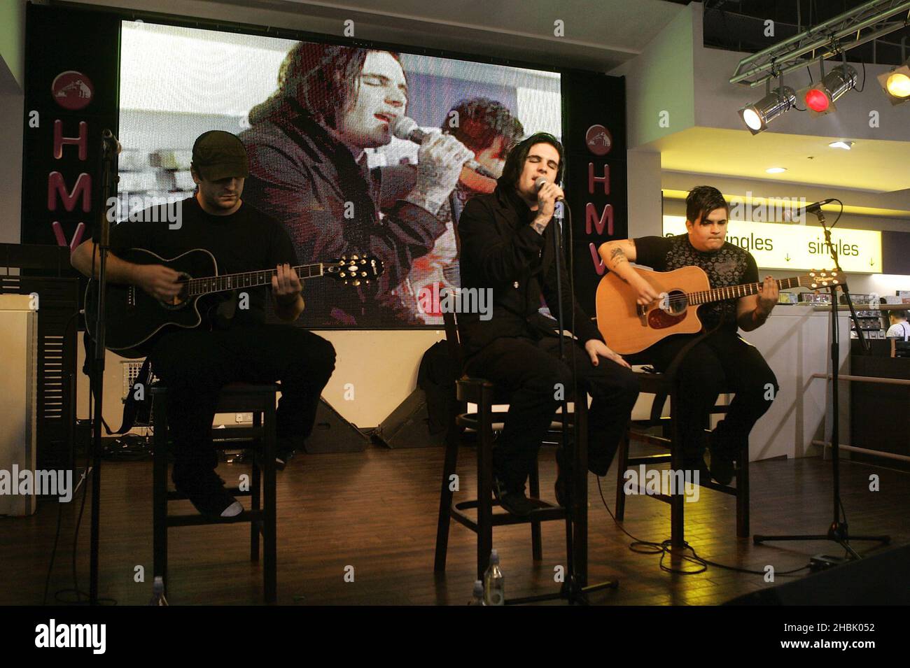 Aiden perform and sign records at HMV on Oxford Street in London on September 18, 2006.  Entertainment Stock Photo