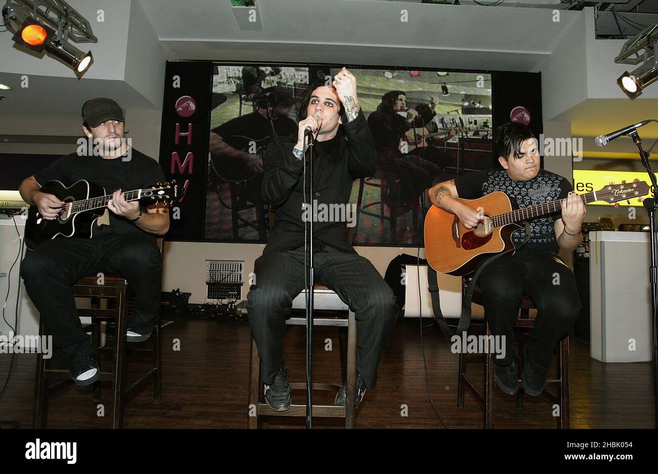 Aiden perform and sign records at HMV on Oxford Street in London on September 18, 2006.  Entertainment Stock Photo