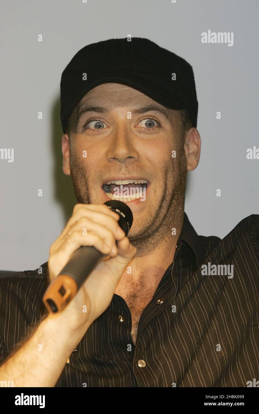 J (Jason 'J' Brown) from boyband Five - who now comprise four members - during a press conference to announce their reunion, at Bar Academy in Islington, north London. Stock Photo